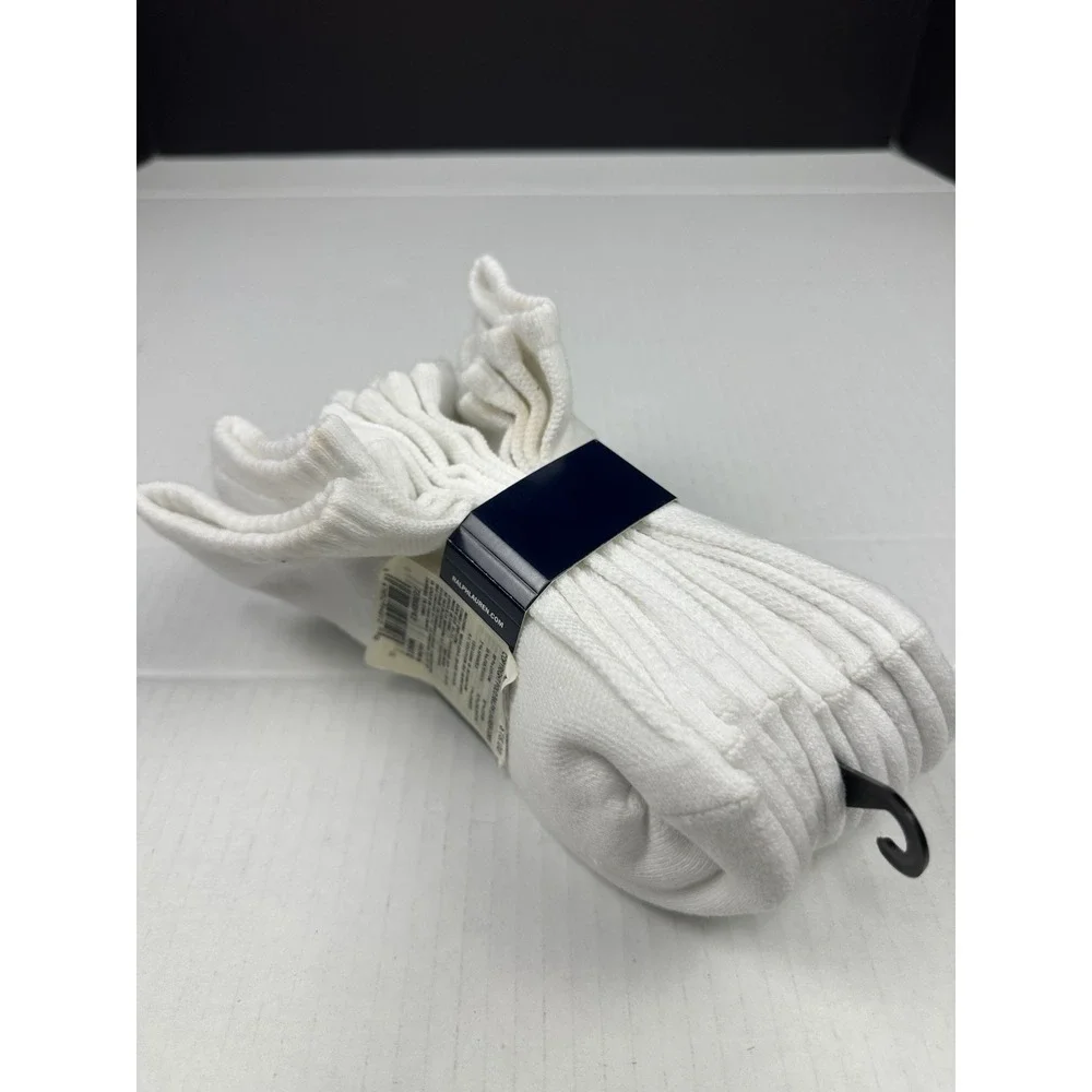 Vintage Ralph Lauren Polo Women's 6-Pack Cushion Quarter Socks White Sz 4-10.5